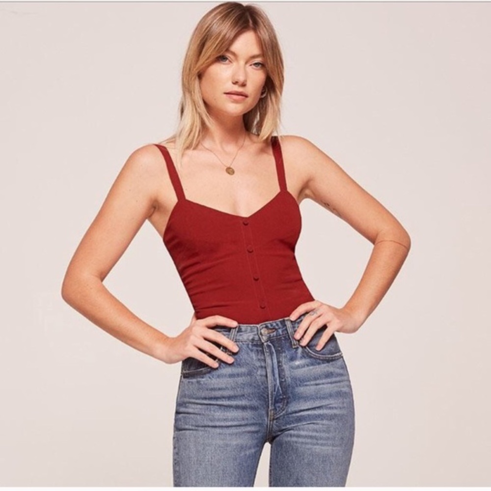 Reformation Bells Tank Top Cherry